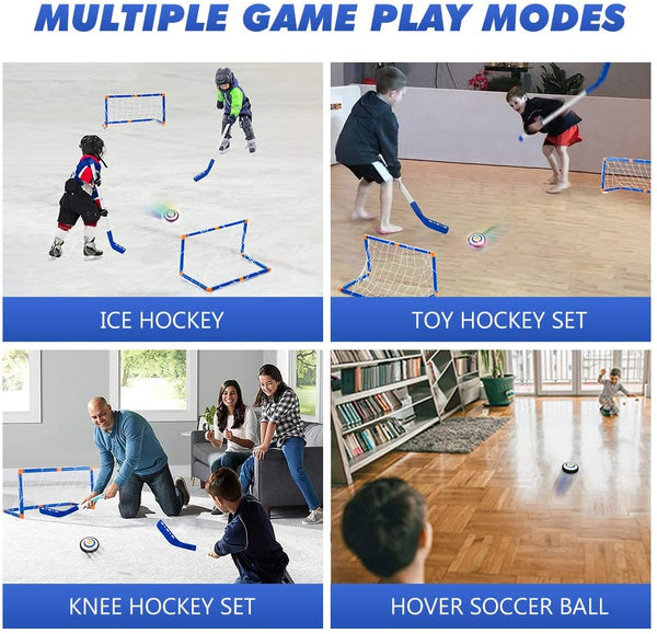 Boys Toys Hover Hockey Set- Hovering Hockey Toys with Foam Bumper for Indoor Games, Air Power Training Ball Playing Hockey Game